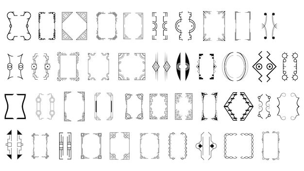 set black simple line collection different doodle brackets, parentheses, braces elements vector