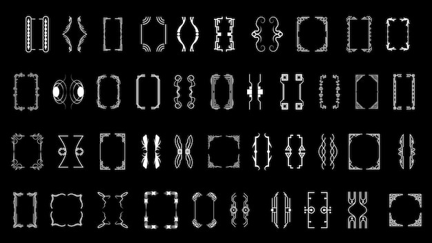 set black simple line collection different doodle brackets parentheses braces elements vector