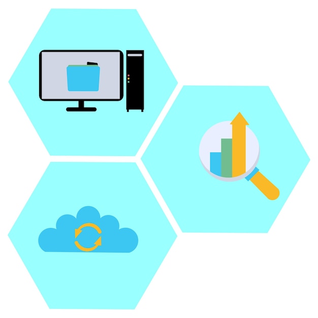 set computer with informatic icon
