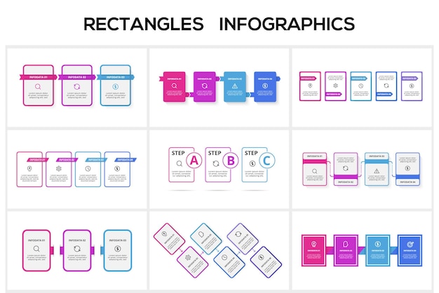 Set creative concept for infographic options parts or processes Business data visualization