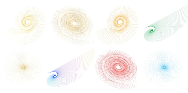 Set design element circle Isolated bold vector colors golden ring from Abstract glow wavy stripes of many glittering swirl created using Blend Tool Vector illustration EPS10 for your presentation