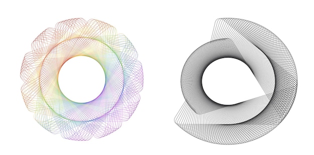 Set design element circle Isolated bold vector colors golden ring from Abstract glow wavy stripes of many glittering swirl created using Blend Tool Vector illustration EPS10 for your presentation