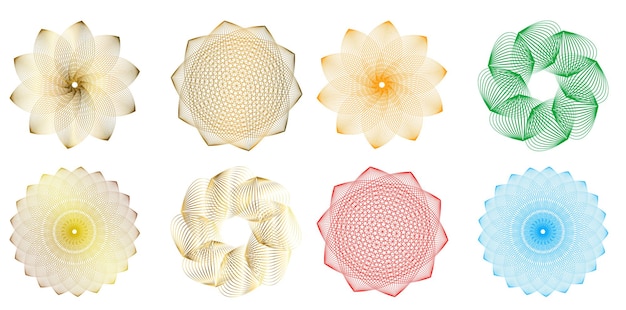 Set design element circle Isolated bold vector colors golden ring from Abstract glow wavy stripes of many glittering swirl created using Blend Tool Vector illustration EPS10 for your presentation