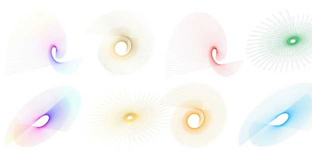 Set design element circle Isolated bold vector colors golden ring from Abstract glow wavy stripes of many glittering swirl created using Blend Tool Vector illustration EPS10 for your presentation