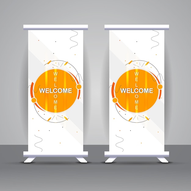 Set modern roll up stand welcome banner design template