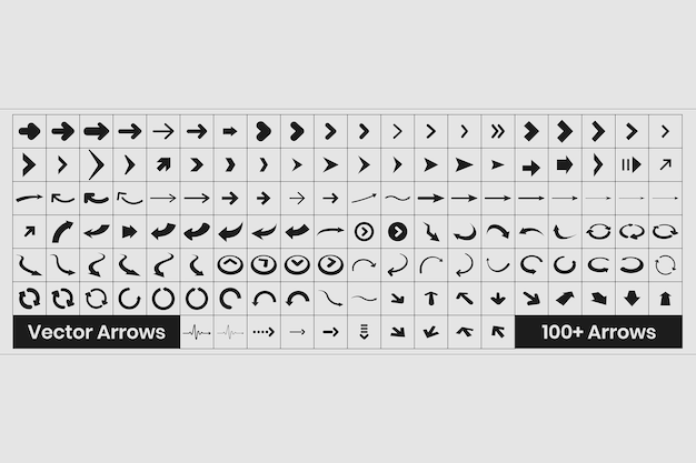 Set of 100 sets of Arrows 100 black icons Arrow icon Arrow vector collection Arrow Cursor Modern sim