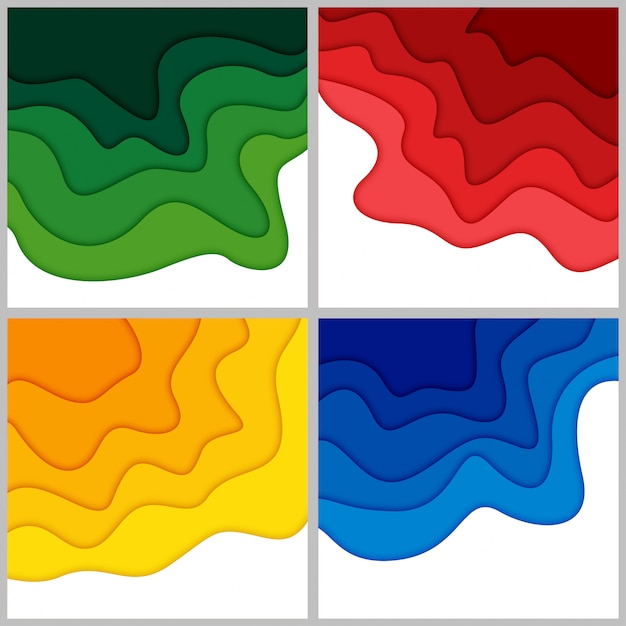 Set of 3D abstract background and paper cut shapes