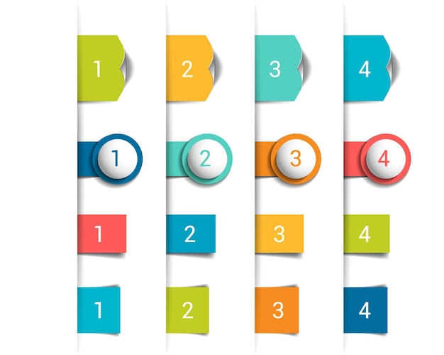 Set of 3D colorful bookmarks vertical divide Vector