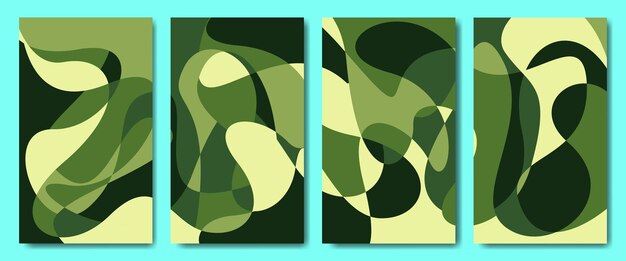 set of abstract colorful poster background in liquid wavy style