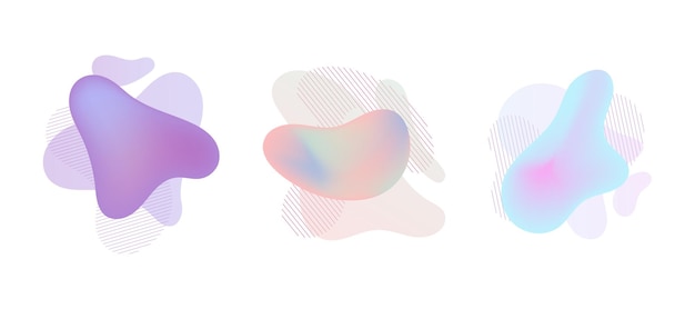 set of abstract isolated design elements gradient fluid shapes