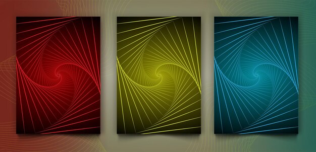 Set of abstract modern book covers design gradient swirl lines vector background minimal template