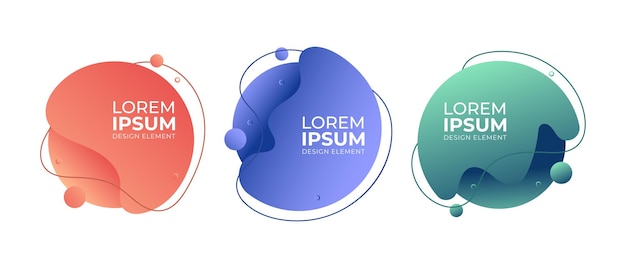 set of abstract shape gradient fluid banner