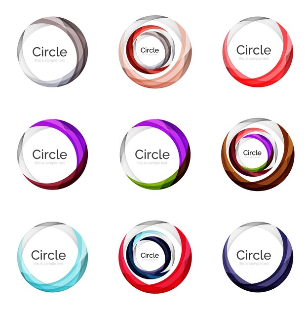 Set of abstract swirls and circles logo collection