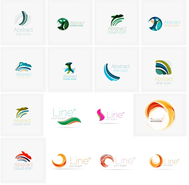 set of abstract wavy elements circles swirls and waves with copyspace for your message