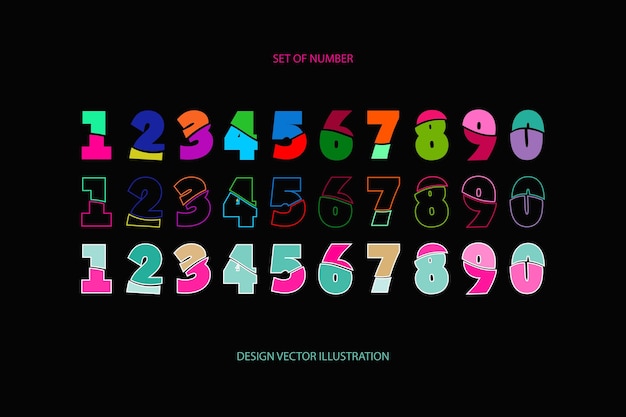 Set of art stylized numerals in modern style