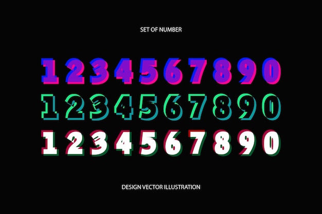 Set of art stylized numerals in modern style