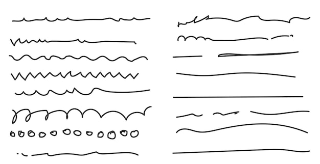 Set of artistic pen brushesDoodles ink brushesSet of vector grunge brushesCollection of strokes