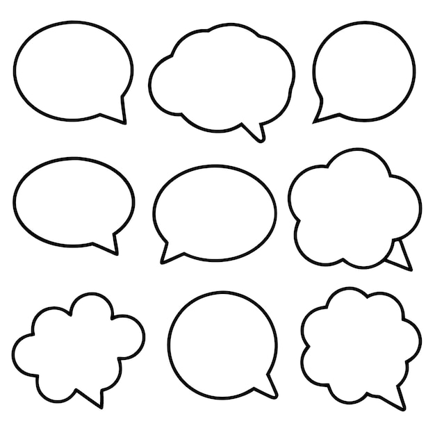 Set of Blank empty speech bubbles dialogue text vector illustration isolated white background