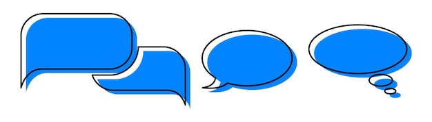 Set of blue Chat Message Bubbles Vector Icon Communication icons Talk bubble dialog Web icon set