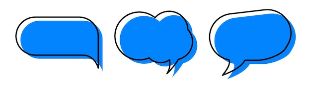 Set of blue Chat Message Bubbles Vector Icon Communication icons Talk bubble dialog Web icon set