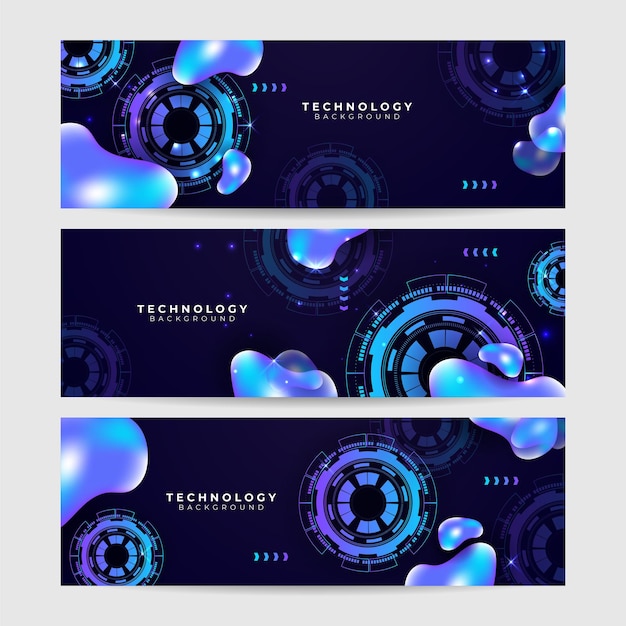 set of blue futuristic science technology network particles waves lines mesh ai banner background vector abstract graphic design banner pattern background web template