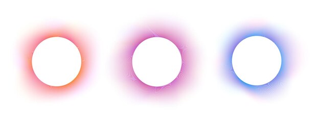 Set of blurry round frames Circle shapes with colorful soft gradient borders