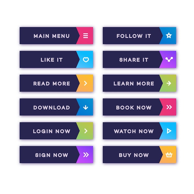 set of button with user interface icon and shadow isolated on background for web site ui mobile app call to action icon button vector 10 eps