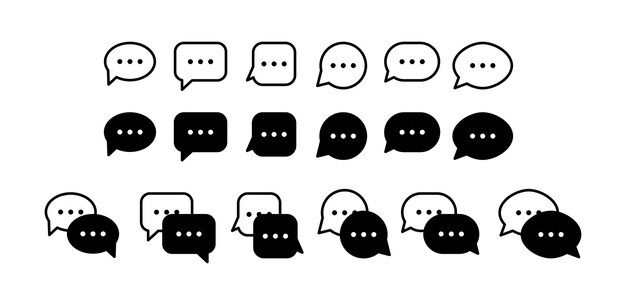 Set of chat message bubbles icons Speech bubble icons vector set Message icon line and black