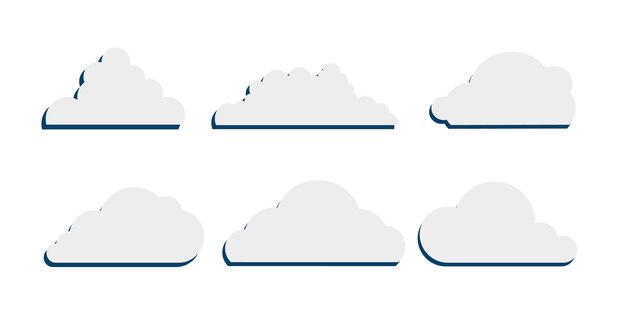 set of cloud icons in various shapes simple weather symbols for interface or graphic design