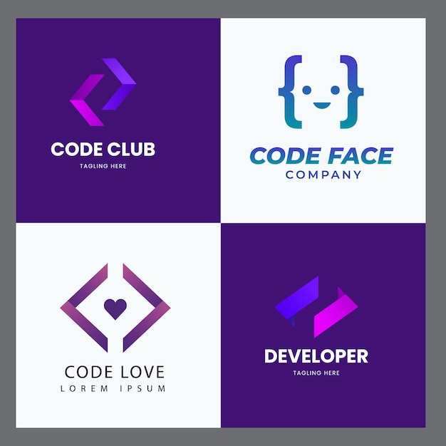 set of code boost logo designs concept vector rocket code logo template icon vector