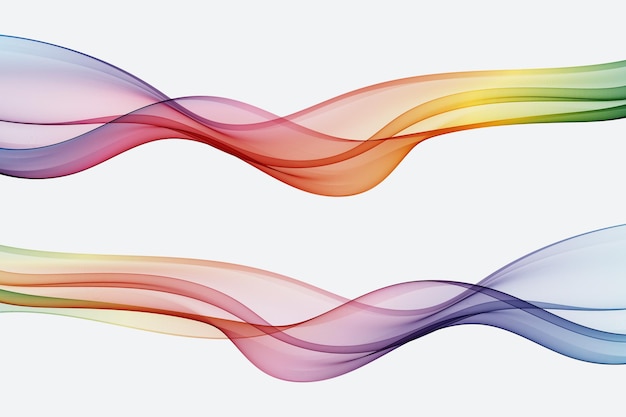 set of colored abstract wave design elementstransparent wave flow