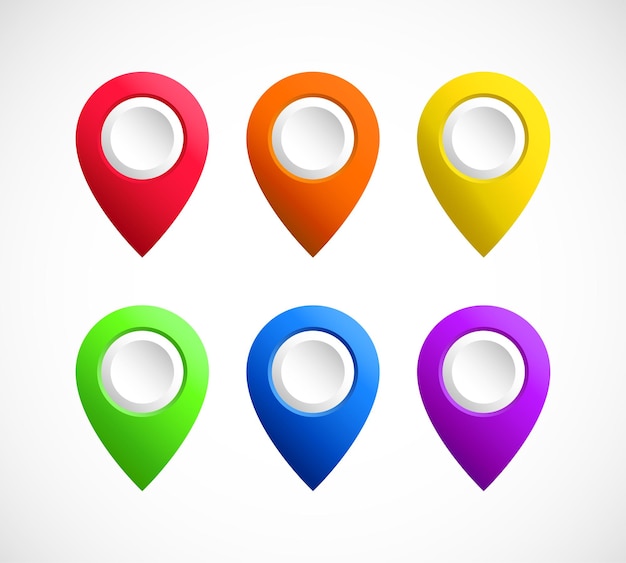 set of colorful location pin icon with gradation color and 3d style