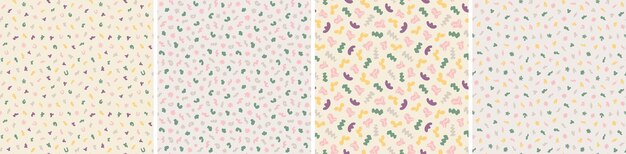 Set of colorful seamless patterns Bright abstract shapes