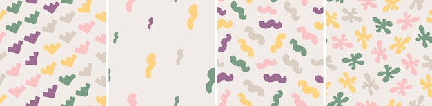 set of colorful seamless patterns bright abstract shapes