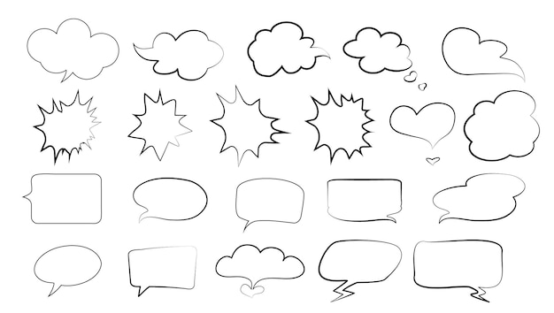 Set of comic speech bubbles Cartoon vector illustration isolated on white background