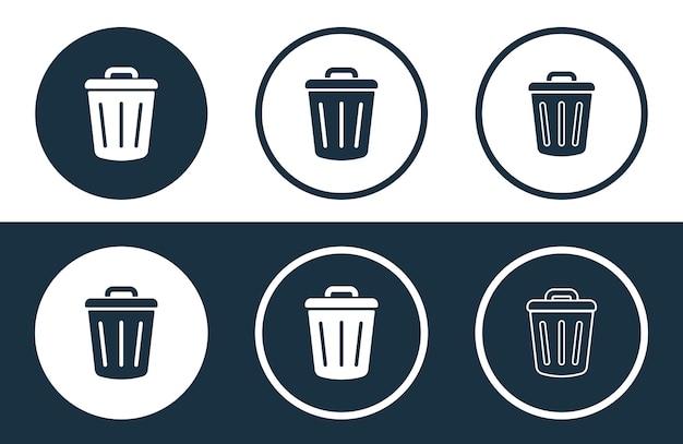 Set of Delete icons isolated flat and outline style vector illustration