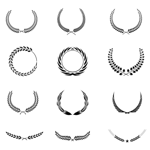 set of different decorative elements black silhouette vector illustration