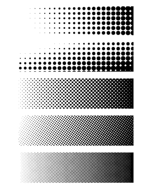 Set of different halftone pattern effect elements