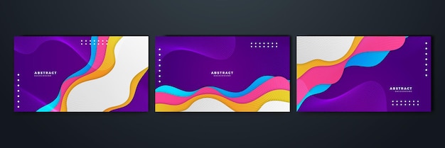 Set of dynamic gradient with colorful shape abstract design background