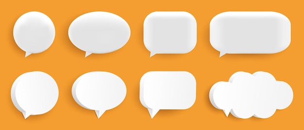 Set of empty white 3D speech bubbles. The concept of communication in social networks.
