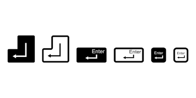 Set of enter buttons vector icons. Computer key. Symbol - start. Key with keyboard.