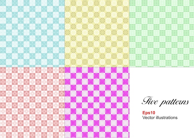 set of five monochrome geometrical patterns vector illustration