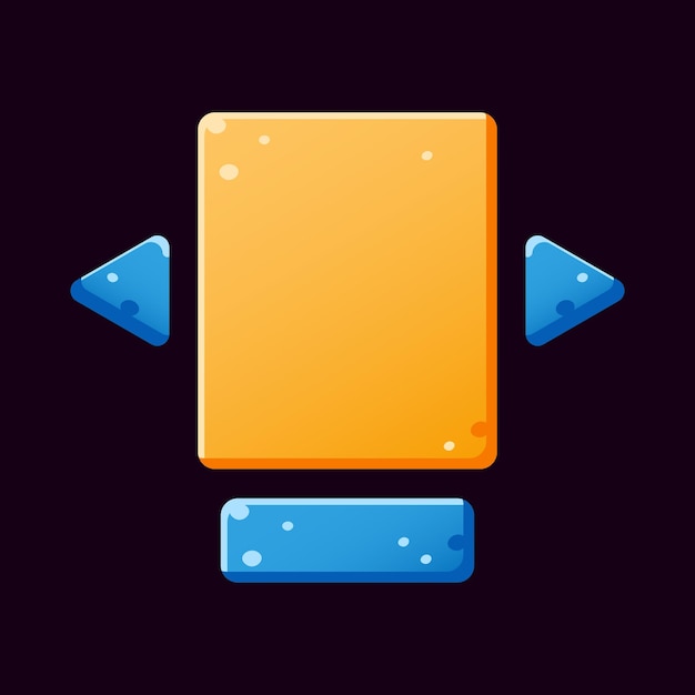 set of funny blue yellow game ui board pop up template for gui asset elements
