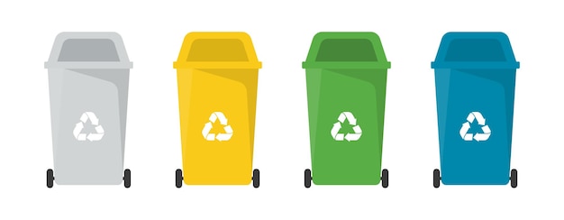Set of Garbage recycle bins for trash Vector