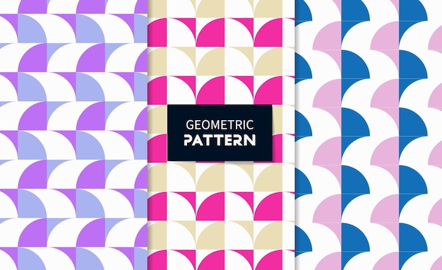set of geometric seamless patterns in different colors vector