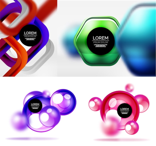 Set of geometric shapes backgrounds abstract minimal banners