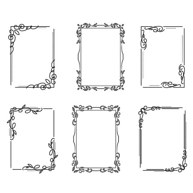 Set of gold vintage frame and corners icon Vector illustration