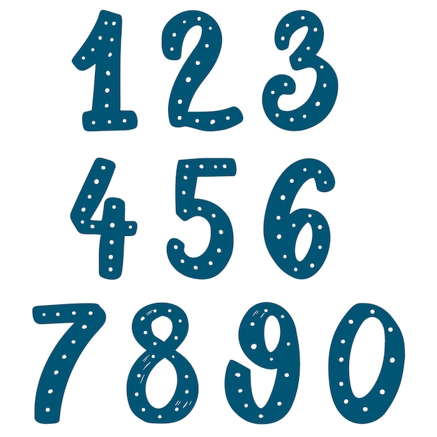 set of hand drawn digits. design element for poster, card, banner, sign, flyer. vector illustration