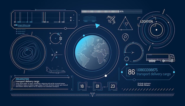 set of infographic elements about geolocation and transportation tracking