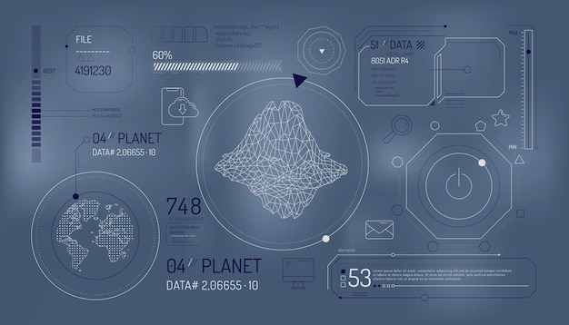 set of infographic elements about the study of the planet earth